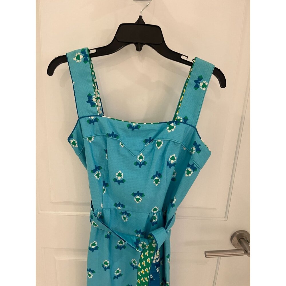 Vintage Malia Honolulu Hawaiian Summer Blue Retro Floral Design Maxi Dress - Picture 3 of 7